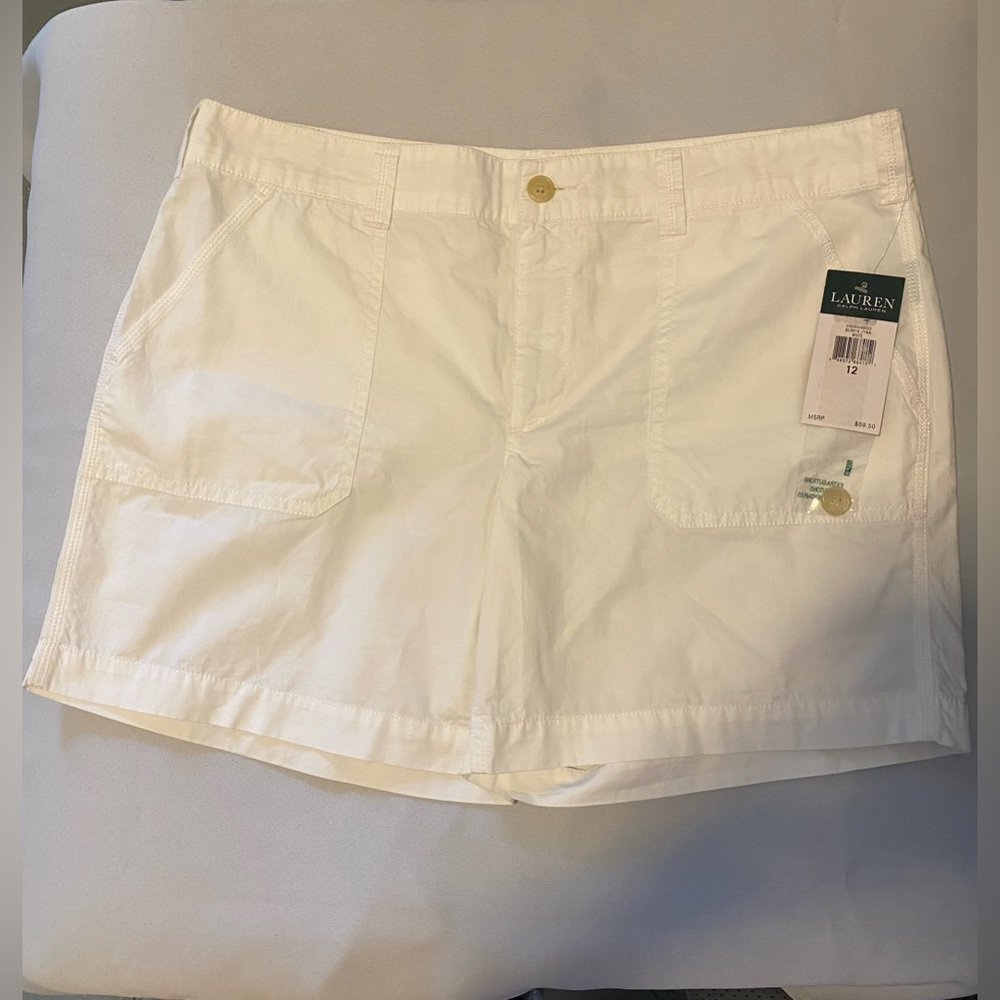 NWT Lauren Ralph Lauren White Cargo Shorts size 12